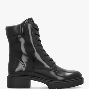 COACH Brand New Leighton Black High Shine Leather Ankle Boots
